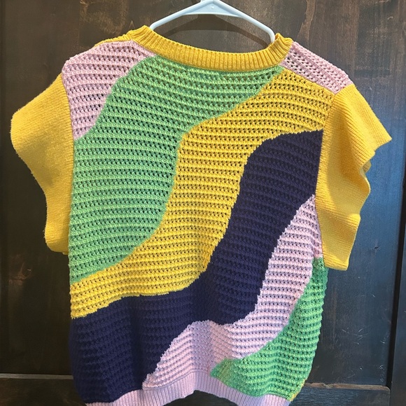 THML Yellow and Pink Color-Block Sweater - Picture 2 of 4